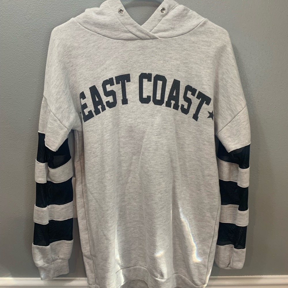 Grey Hoodie with Black Mesh Sleeves